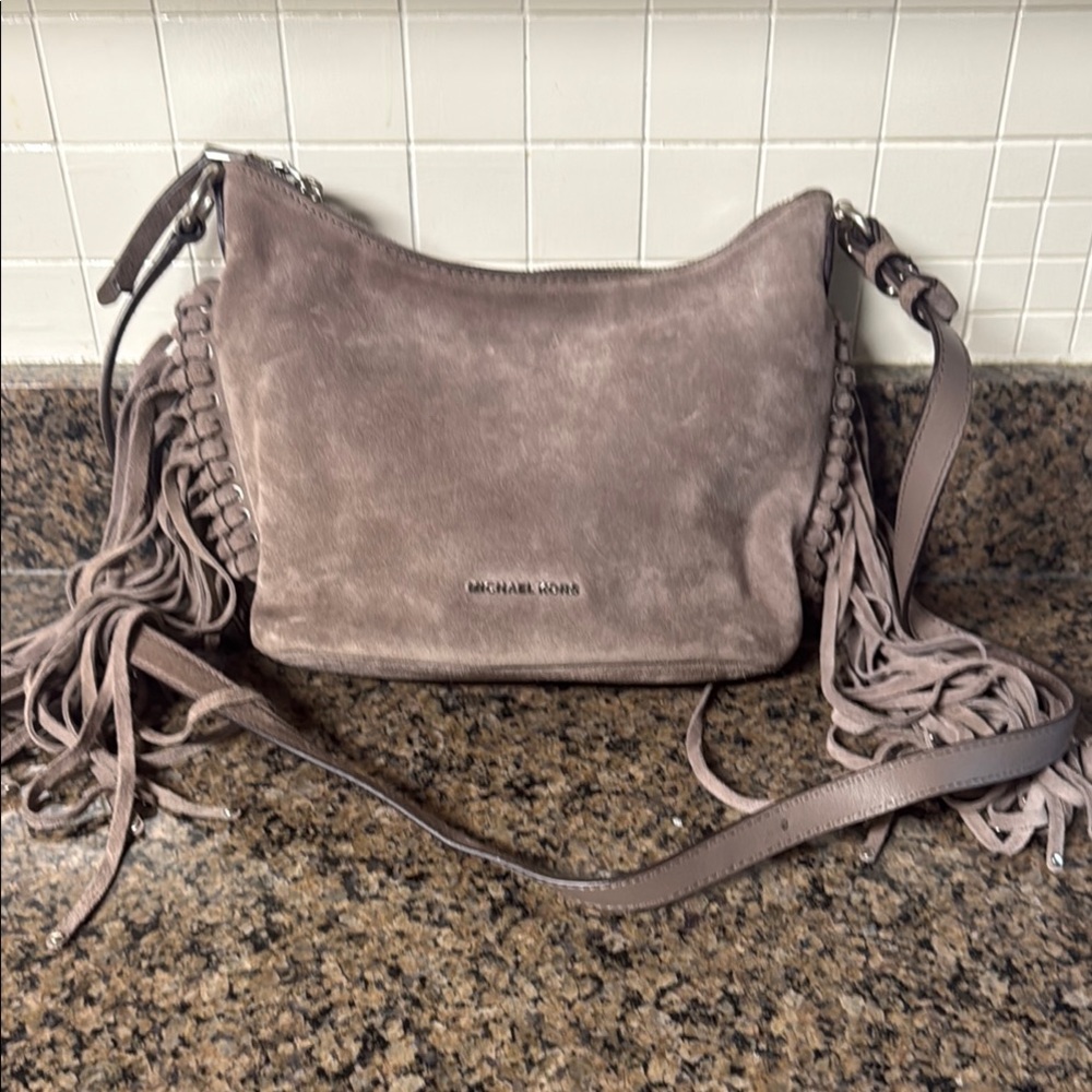 Michael Kors Brown Suede Crossbody Bag with Fringe Details